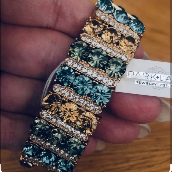 Park Lane Sage Bracelet Antique Gold, Sea Foam & Forest Green, Topaz Crystals - Picture 2 of 12